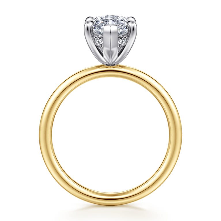 Anuk - 14K White-Yellow Gold Marquise Shape Diamond Engagement Ring - 0.06 ct - Shot 2