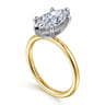Anuk - 14K White-Yellow Gold Marquise Shape Diamond Engagement Ring - 0.06 ct