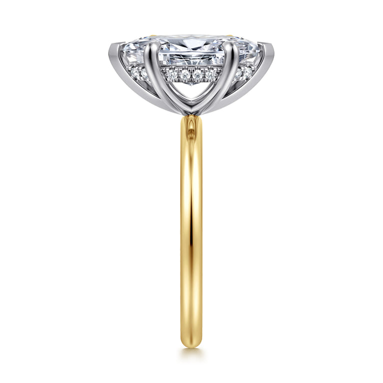 Anuk - 14K White-Yellow Gold Marquise Shape Diamond Engagement Ring - 0.06 ct - Shot 4