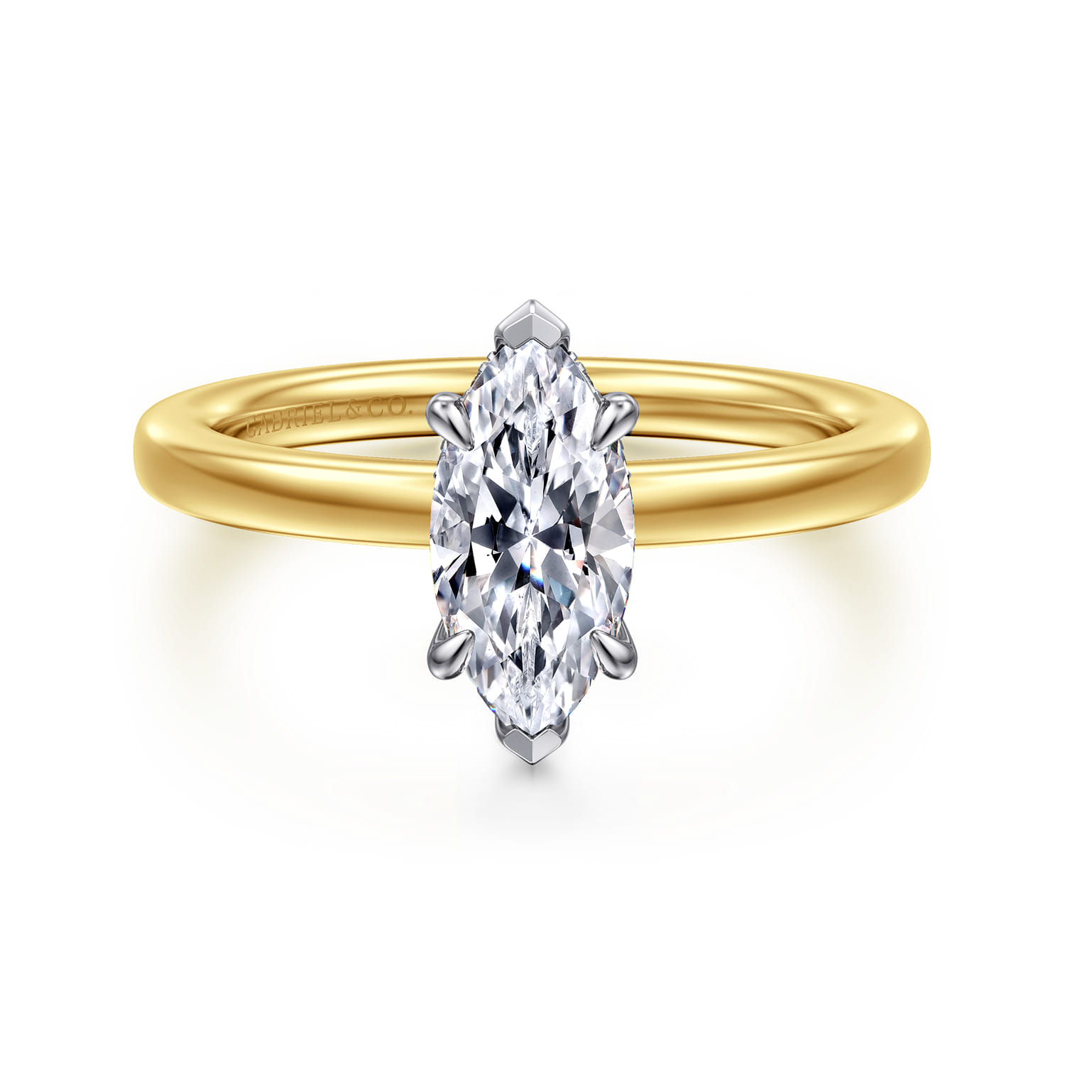 Austria - 14K White-Yellow Gold Radiant Cut Diamond Engagement Ring - 0.05 ct - Shot 1