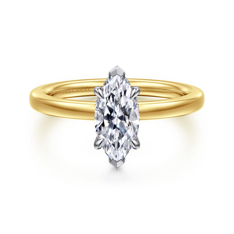 Austria - 14K White-Yellow Gold Radiant Cut Diamond Engagement Ring - 0.05 ct - Shot 1