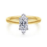 Austria - 14K White-Yellow Gold Radiant Cut Diamond Engagement Ring - 0.05 ct