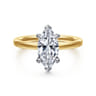 Austria - 14K White-Yellow Gold Marquise Shape Diamond Engagement Ring - 0.06 ct