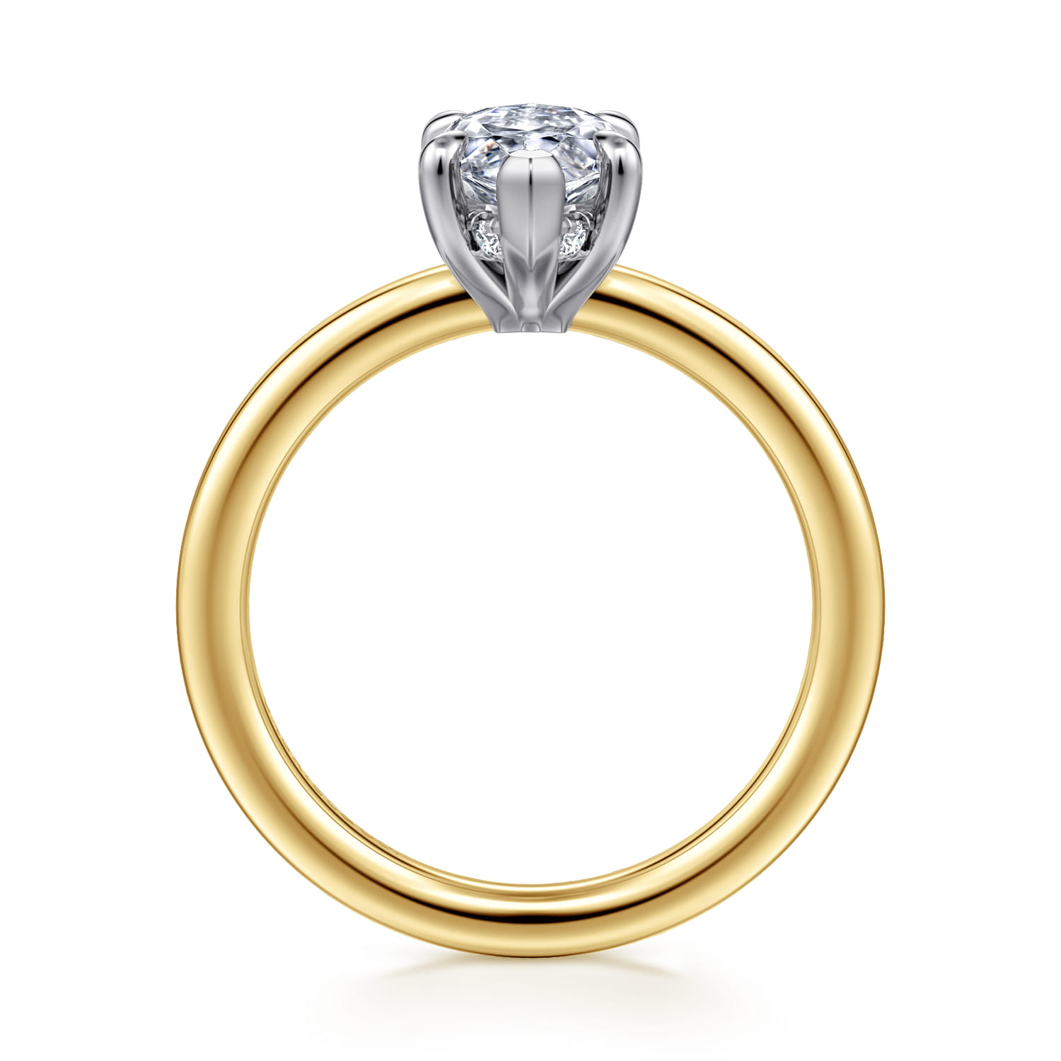 Austria - 14K White-Yellow Gold Marquise Shape Diamond Engagement Ring - 0.06 ct - Shot 2