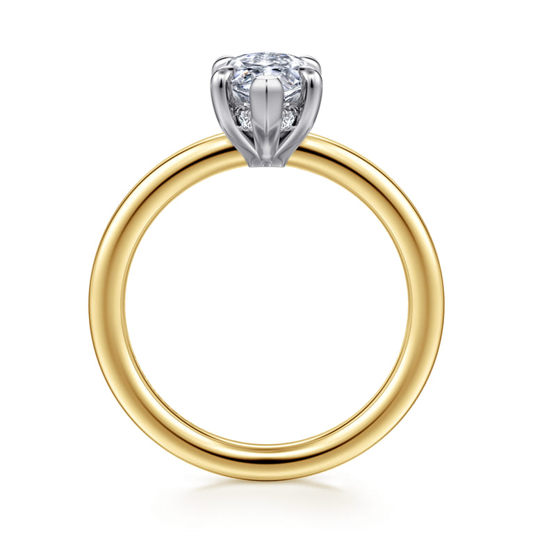 Austria - 14K White-Yellow Gold Marquise Shape Diamond Engagement Ring - 0.06 ct - Shot 2