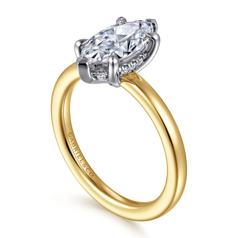 Austria - 14K White-Yellow Gold Marquise Shape Diamond Engagement Ring - 0.06 ct - Shot 3
