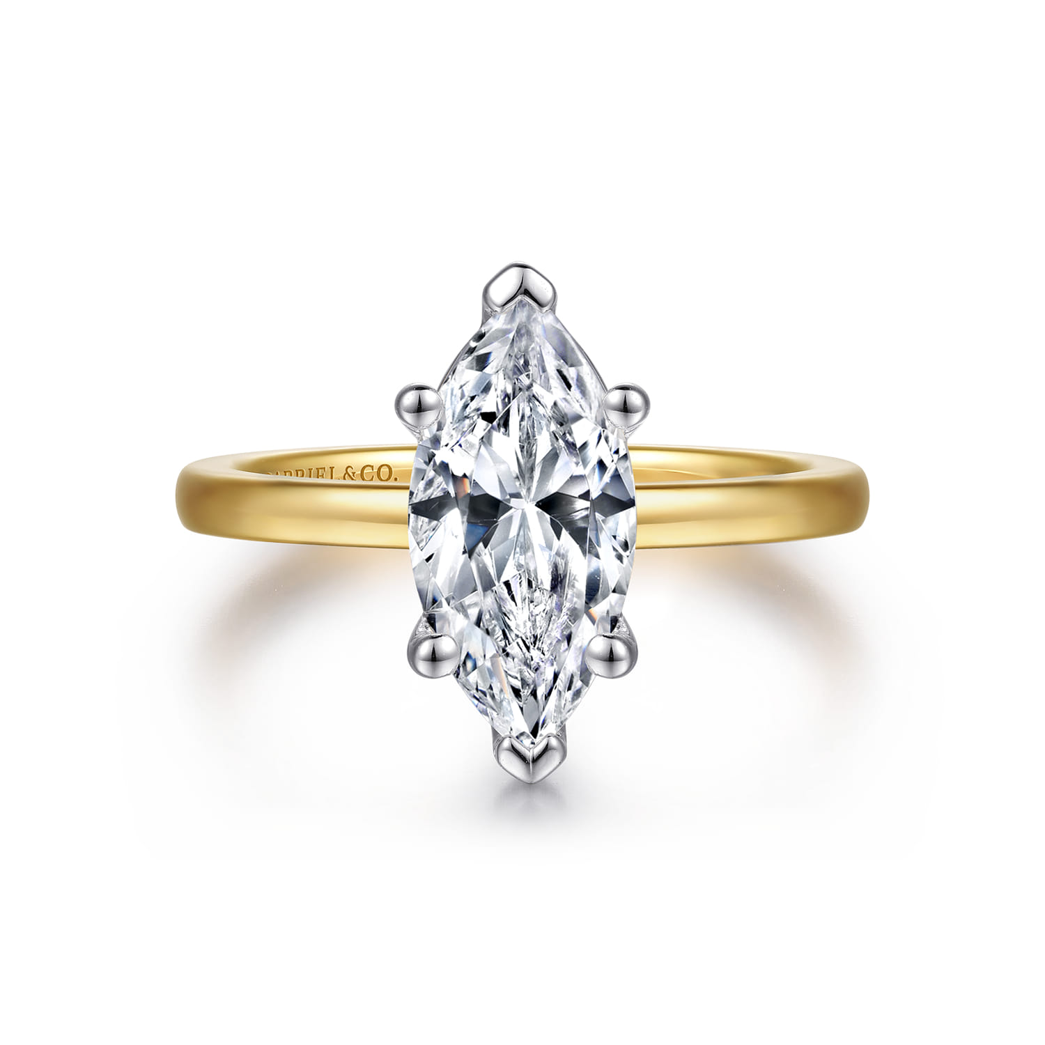 Paula - 14K White-Yellow Gold Marquise Diamond Engagement Ring - Shot 1