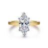 Paula - 14K White-Yellow Gold Marquise Diamond Engagement Ring