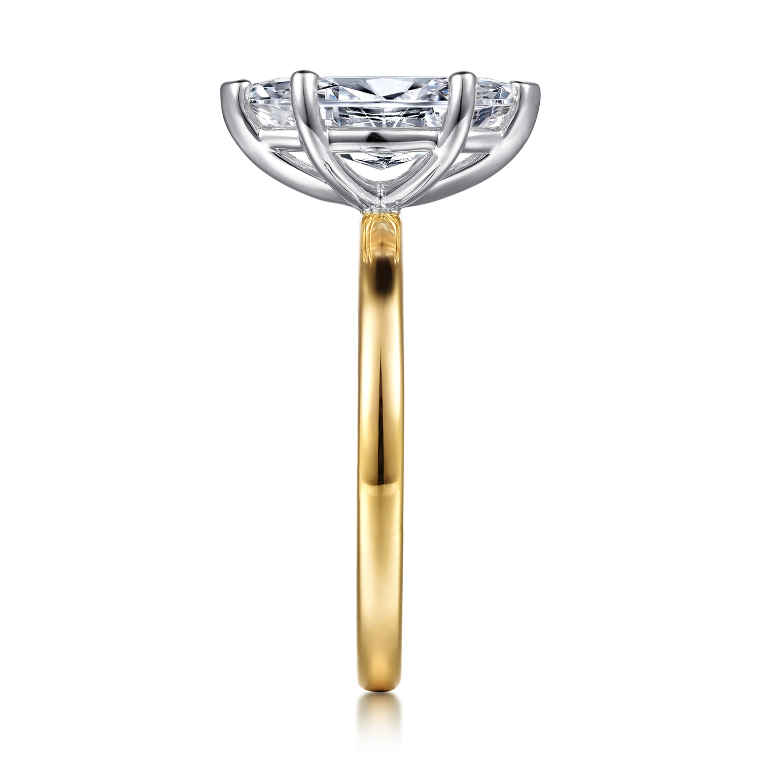 Paula - 14K White-Yellow Gold Marquise Diamond Engagement Ring - Shot 4
