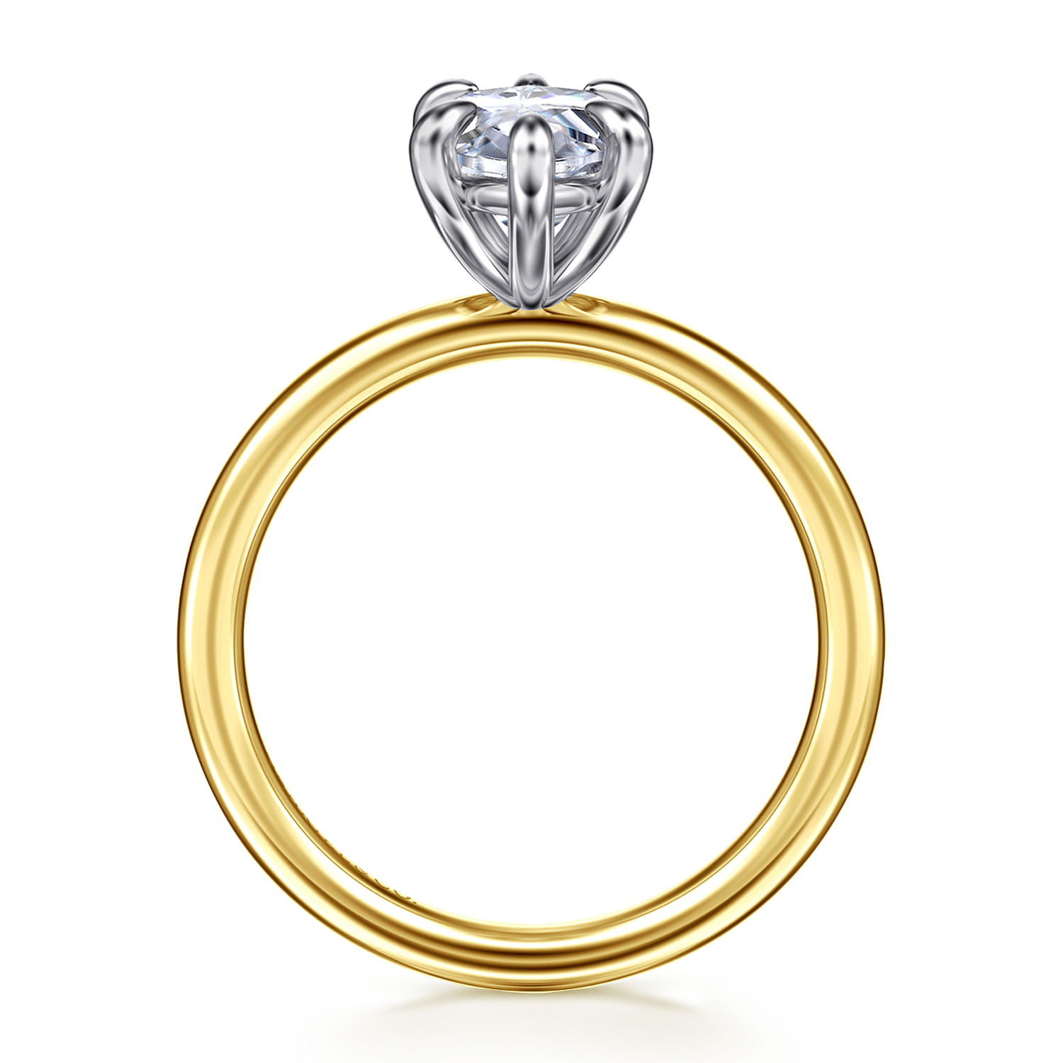 Lark - 14K White-Yellow Gold Marquise Shape Solitaire Engagement Ring - Shot 2