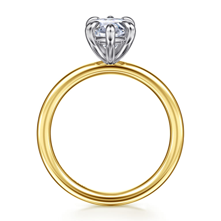 Lark - 14K White-Yellow Gold Marquise Shape Solitaire Engagement Ring - Shot 2
