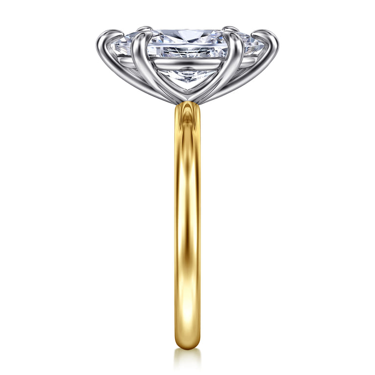 Lark - 14K White-Yellow Gold Marquise Shape Solitaire Engagement Ring - Shot 5