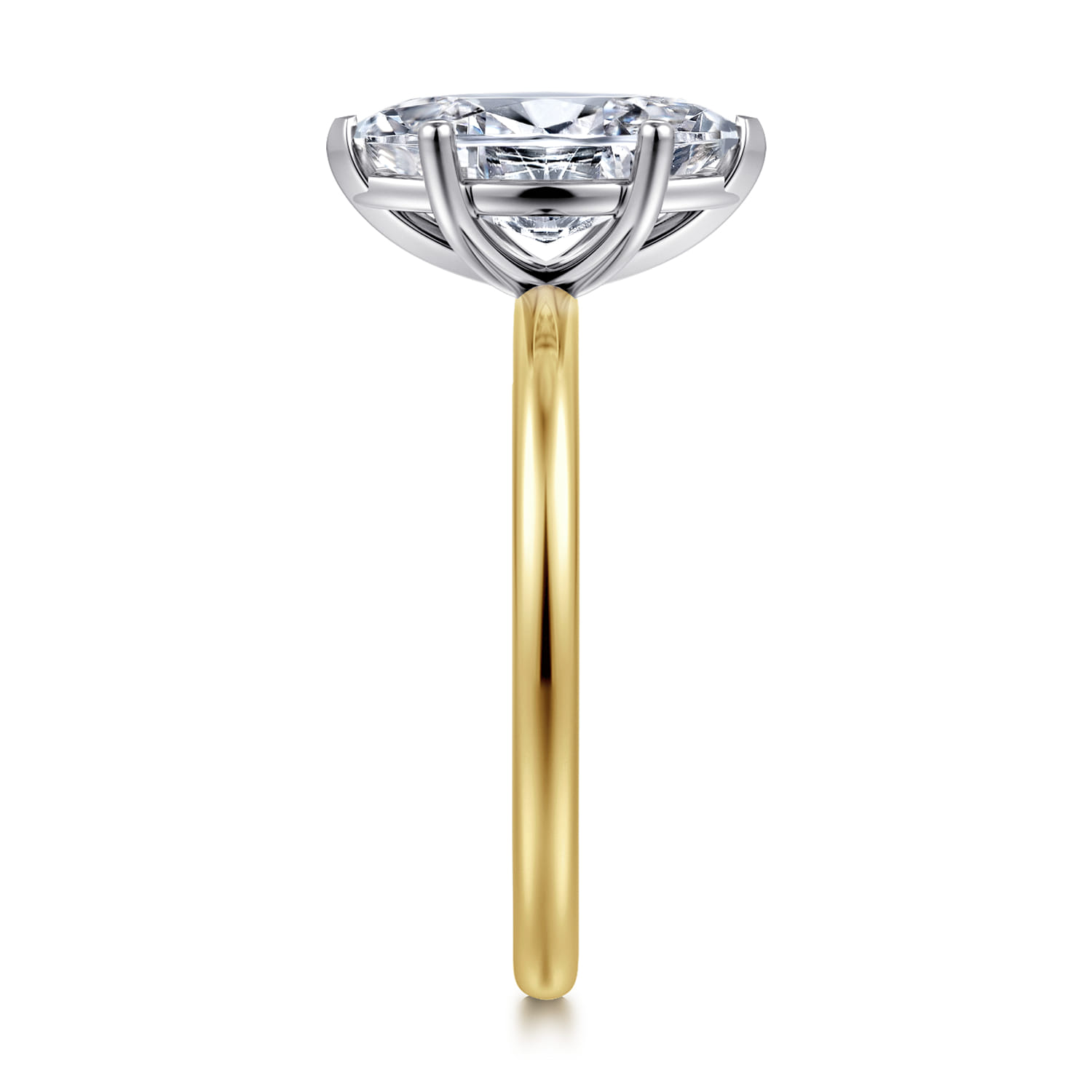 Evelina - 14K White-Yellow Gold Marquise Shape Solitaire Diamond Engagement Ring - Shot 4