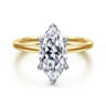 Evelina - 14K White-Yellow Gold Marquise Shape Solitaire Diamond Engagement Ring