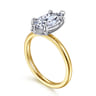 Evelina - 14K White-Yellow Gold Marquise Shape Solitaire Diamond Engagement Ring