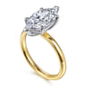 Unite - 14K White-Yellow Gold Marquise Shape Solitaire Diamond Engagement Ring