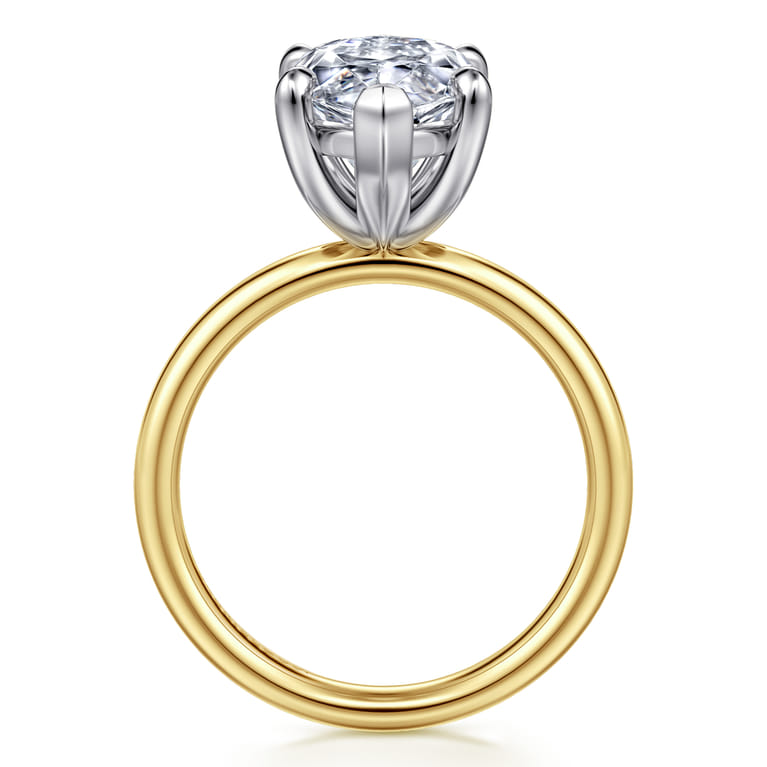 Unite - 14K White-Yellow Gold Marquise Shape Solitaire Diamond Engagement Ring - Shot 2