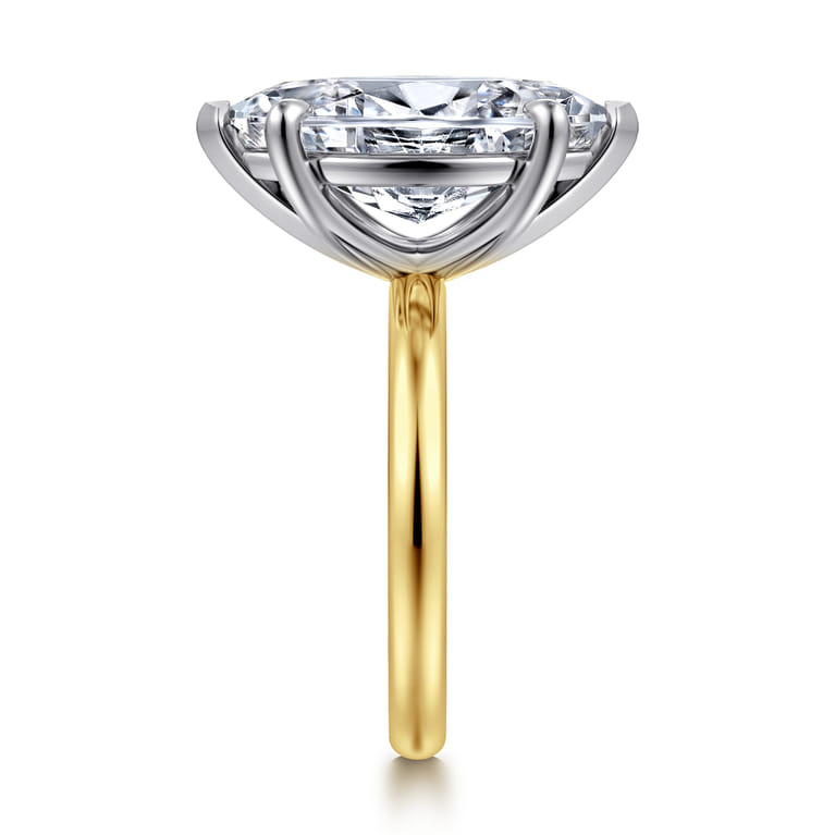 Unite - 14K White-Yellow Gold Marquise Shape Solitaire Diamond Engagement Ring - Shot 4