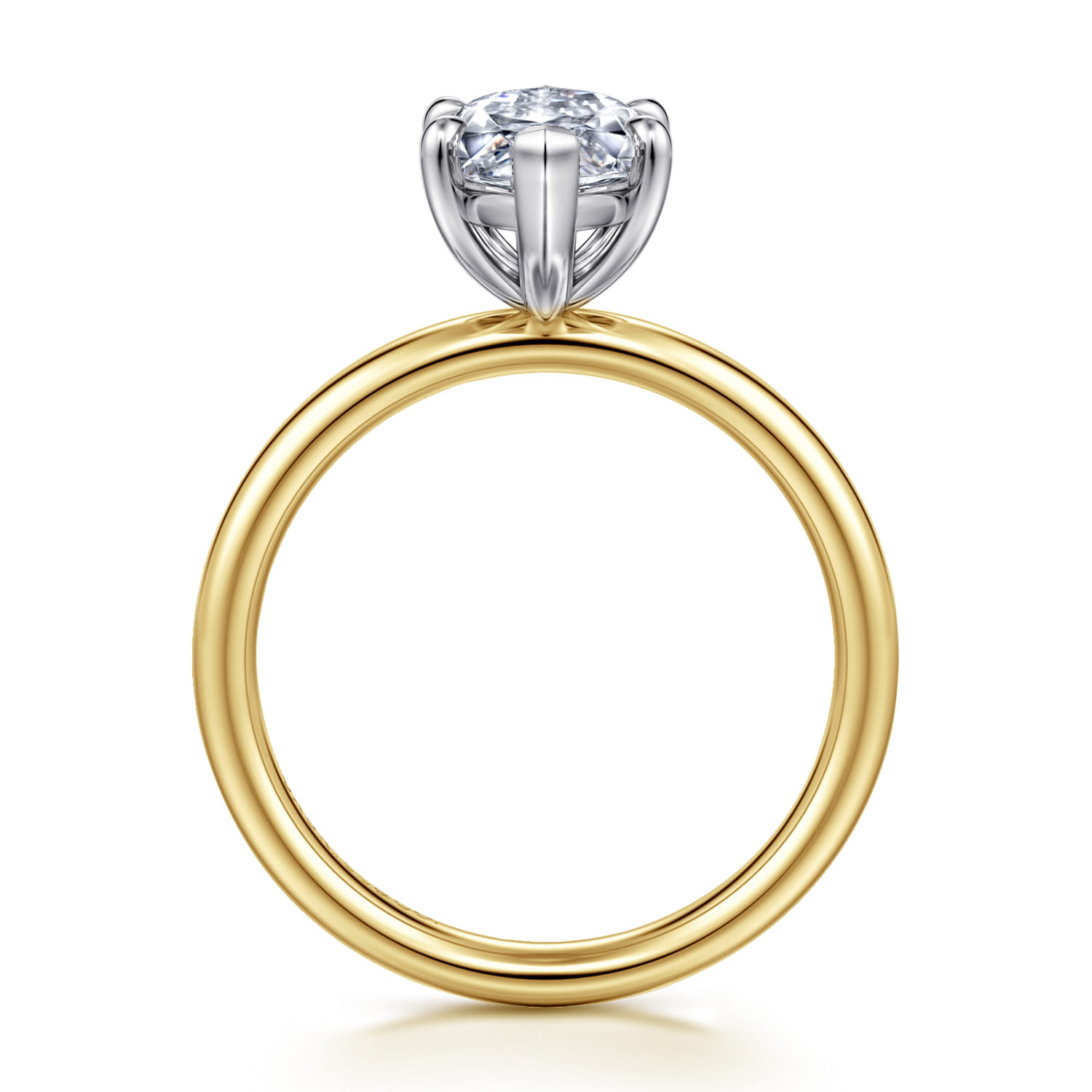 Unite - 14K White-Yellow Gold Marquise Shape Solitaire Diamond Engagement Ring - Shot 2