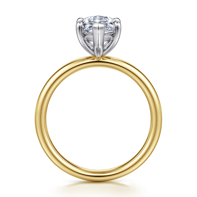 Unite - 14K White-Yellow Gold Marquise Shape Solitaire Diamond Engagement Ring - Shot 2