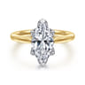 Nola - 14K White-Yellow Gold Marquise Shape Lotus Diamond Engagement Ring