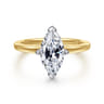 Lou - 14K White-Yellow Gold Marquise Shape Compass Prong Solitaire Diamond Engagement Ring