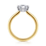 Lou - 14K White-Yellow Gold Marquise Shape Compass Prong Solitaire Diamond Engagement Ring