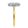 Lou - 14K White-Yellow Gold Marquise Shape Compass Prong Solitaire Diamond Engagement Ring