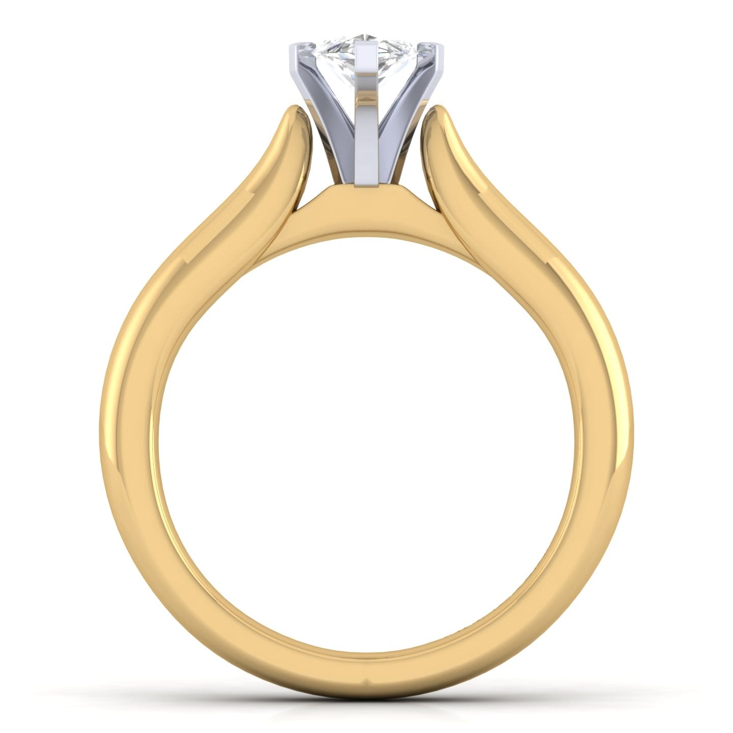 Lauren - 14K White-Yellow Gold Marquise Shape Diamond Engagement Ring - Shot 2
