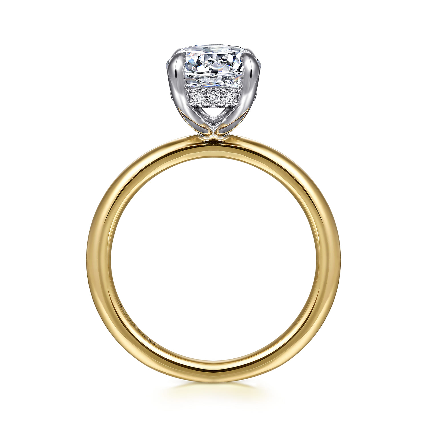 Cari - 14K White-Yellow Gold Oval Diamond Engagement Ring - 0.09 ct - Shot 2