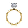 Cari - 14K White-Yellow Gold Oval Diamond Engagement Ring - 0.09 ct