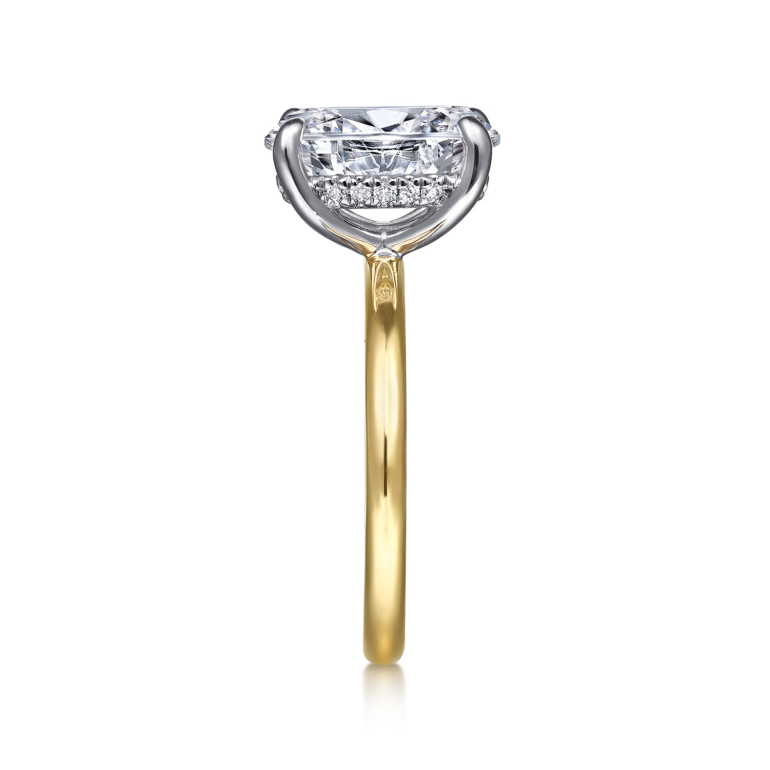 Cari - 14K White-Yellow Gold Oval Diamond Engagement Ring - 0.09 ct - Shot 4