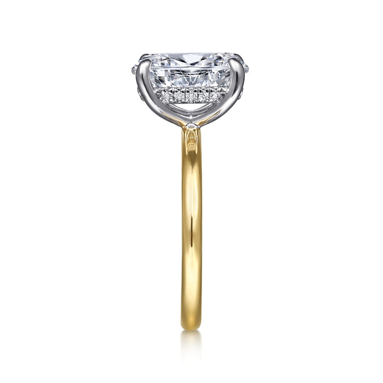 Cari - 14K White-Yellow Gold Oval Diamond Engagement Ring - 0.09 ct - Shot 4