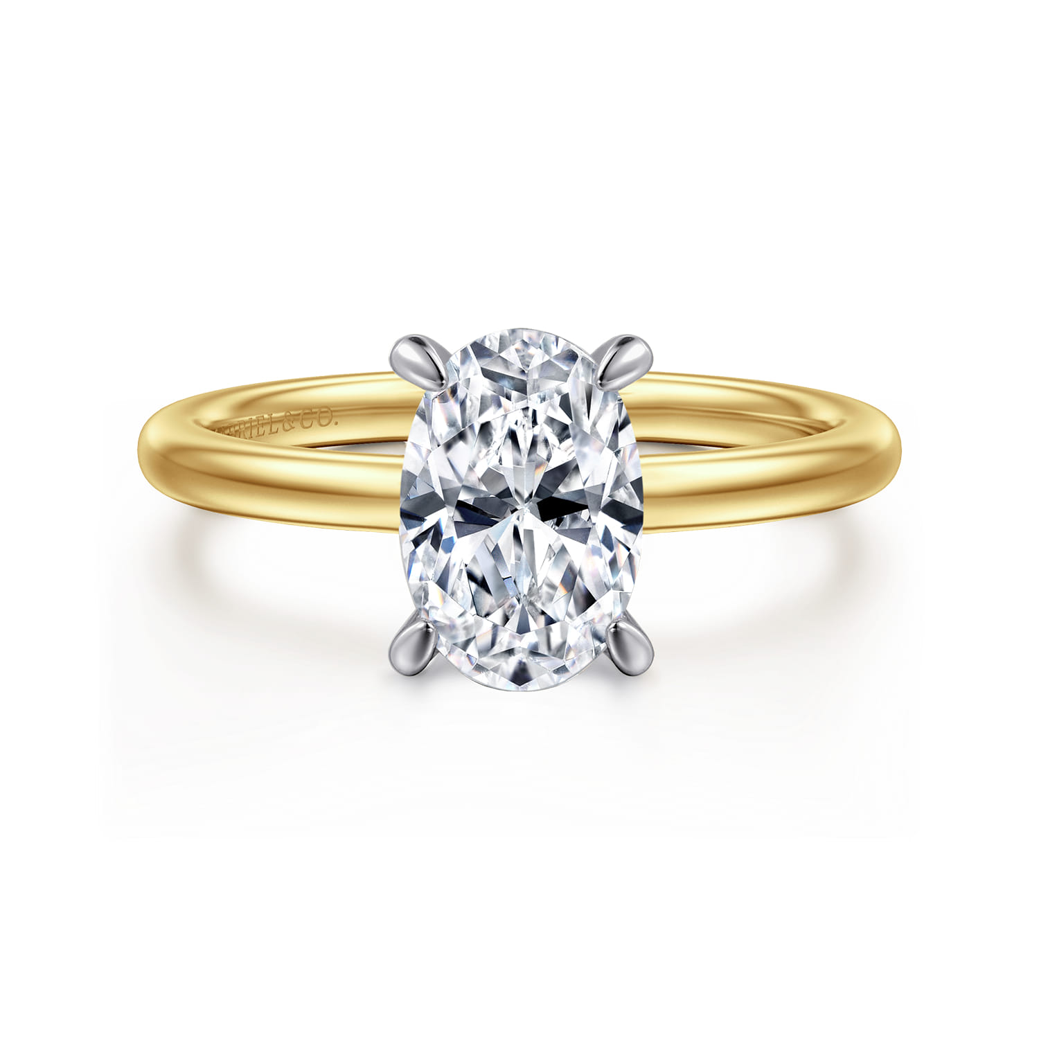 Cari - 14K White-Yellow Gold Oval Diamond Engagement Ring - 0.06 ct - Shot 1