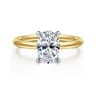 Cari - 14K White-Yellow Gold Oval Diamond Engagement Ring - 0.06 ct