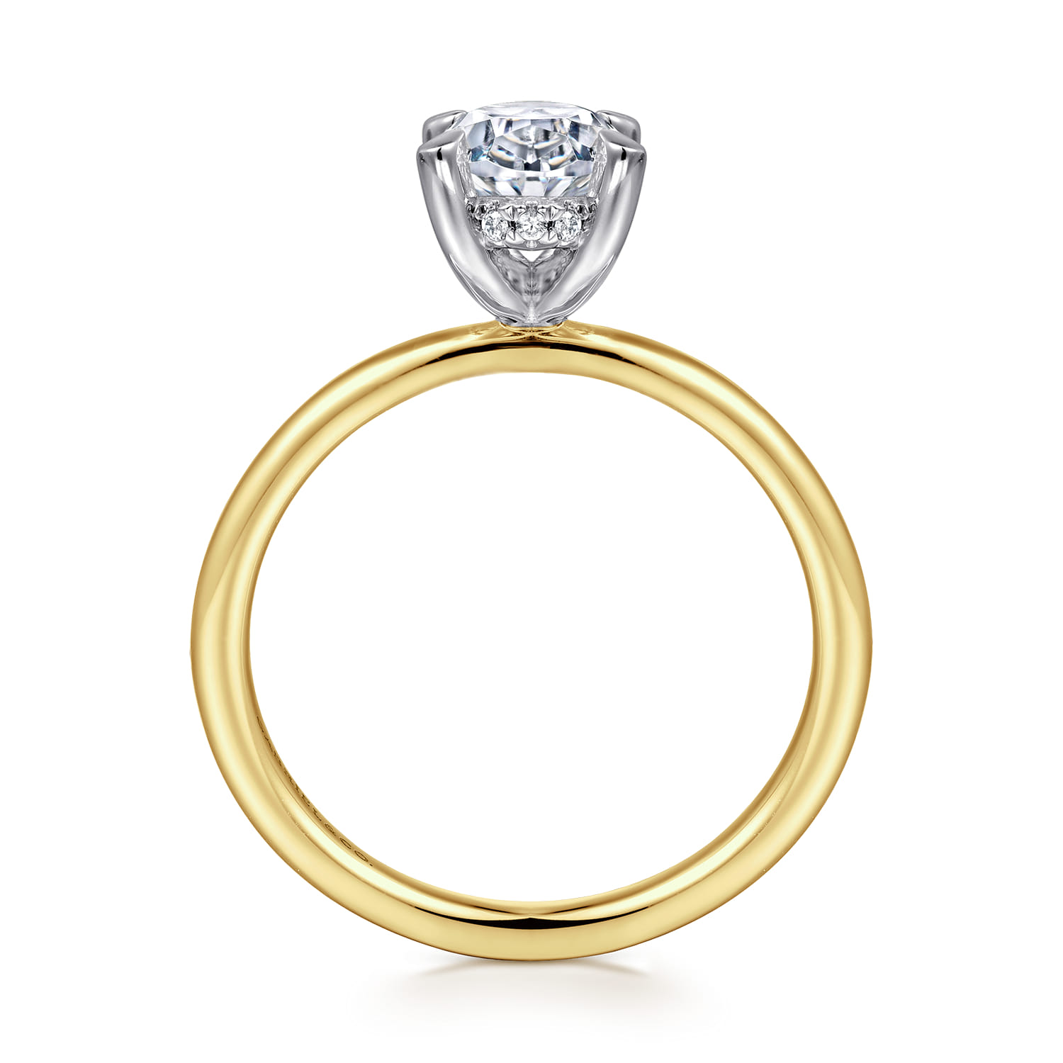 Cari - 14K White-Yellow Gold Oval Diamond Engagement Ring - 0.06 ct - Shot 2