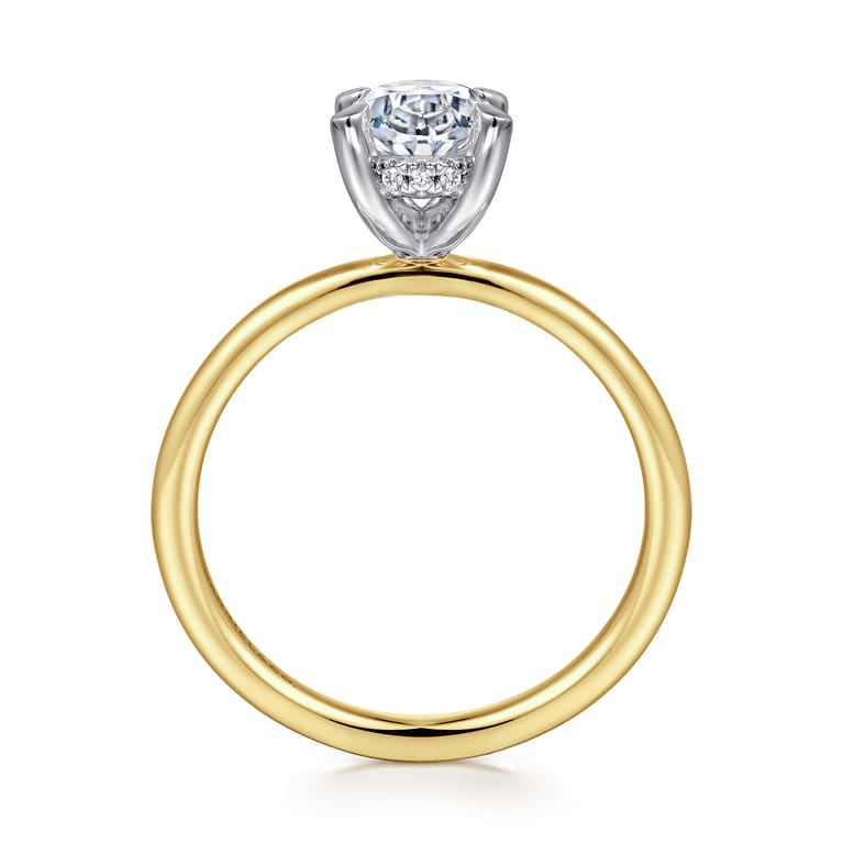 Cari - 14K White-Yellow Gold Oval Diamond Engagement Ring - 0.06 ct - Shot 2