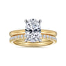 Cari - 14K White-Yellow Gold Oval Diamond Engagement Ring - 0.06 ct
