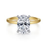 Cari - 14K White-Yellow Gold Oval Solitaire Diamond Engagement Ring - 0.07 ct