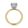 Cari - 14K White-Yellow Gold Oval Solitaire Diamond Engagement Ring - 0.07 ct