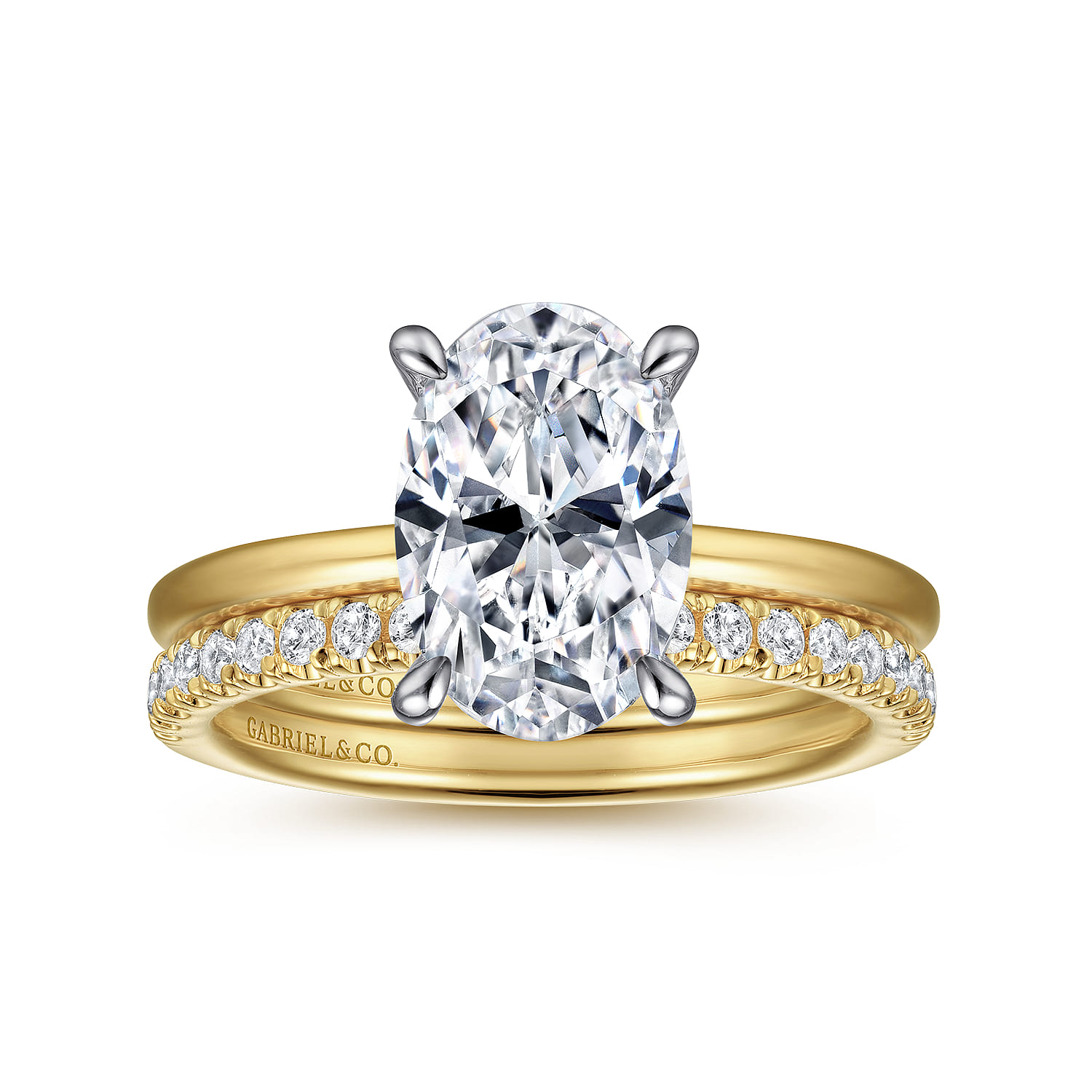 Cari - 14K White-Yellow Gold Oval Solitaire Diamond Engagement Ring - 0.07 ct - Shot 4