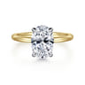 Rainah - 14K White and Yellow Gold Oval Diamond Engagement Ring - 0.13 ct