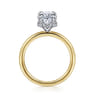 Rainah - 14K White and Yellow Gold Oval Diamond Engagement Ring - 0.13 ct