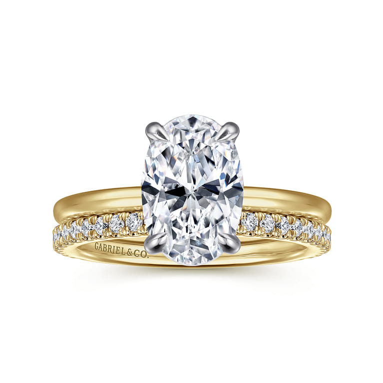 Rainah - 14K White and Yellow Gold Oval Diamond Engagement Ring - 0.13 ct - Shot 4