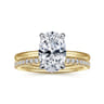 Rainah - 14K White and Yellow Gold Oval Diamond Engagement Ring - 0.13 ct