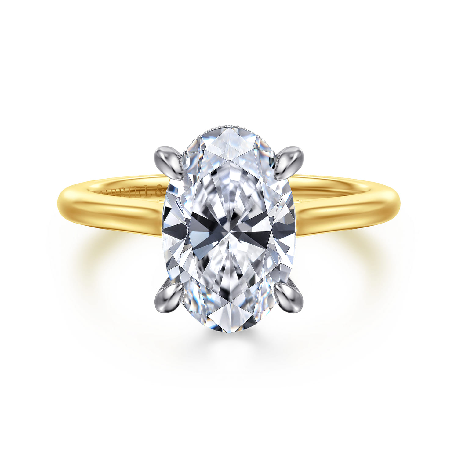 Ericka - 14K White and Yellow Gold Oval Diamond Engagement Ring - 0.16 ct - Shot 1