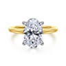 Ericka - 14K White and Yellow Gold Oval Diamond Engagement Ring - 0.16 ct