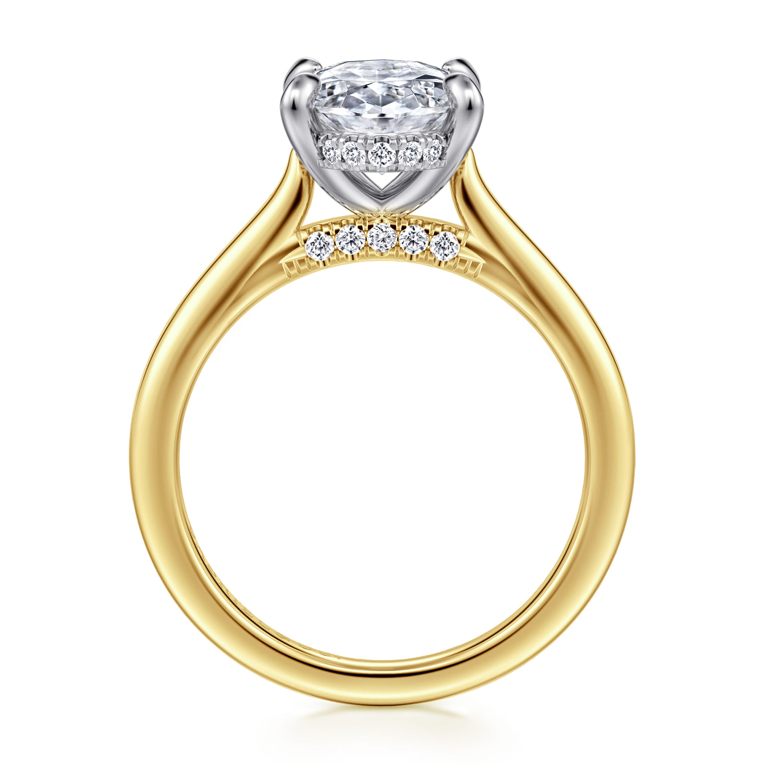 Ericka - 14K White and Yellow Gold Oval Diamond Engagement Ring - 0.16 ct - Shot 2