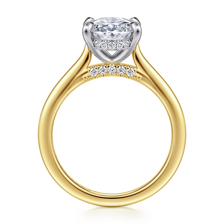 Ericka - 14K White and Yellow Gold Oval Diamond Engagement Ring - 0.16 ct - Shot 2