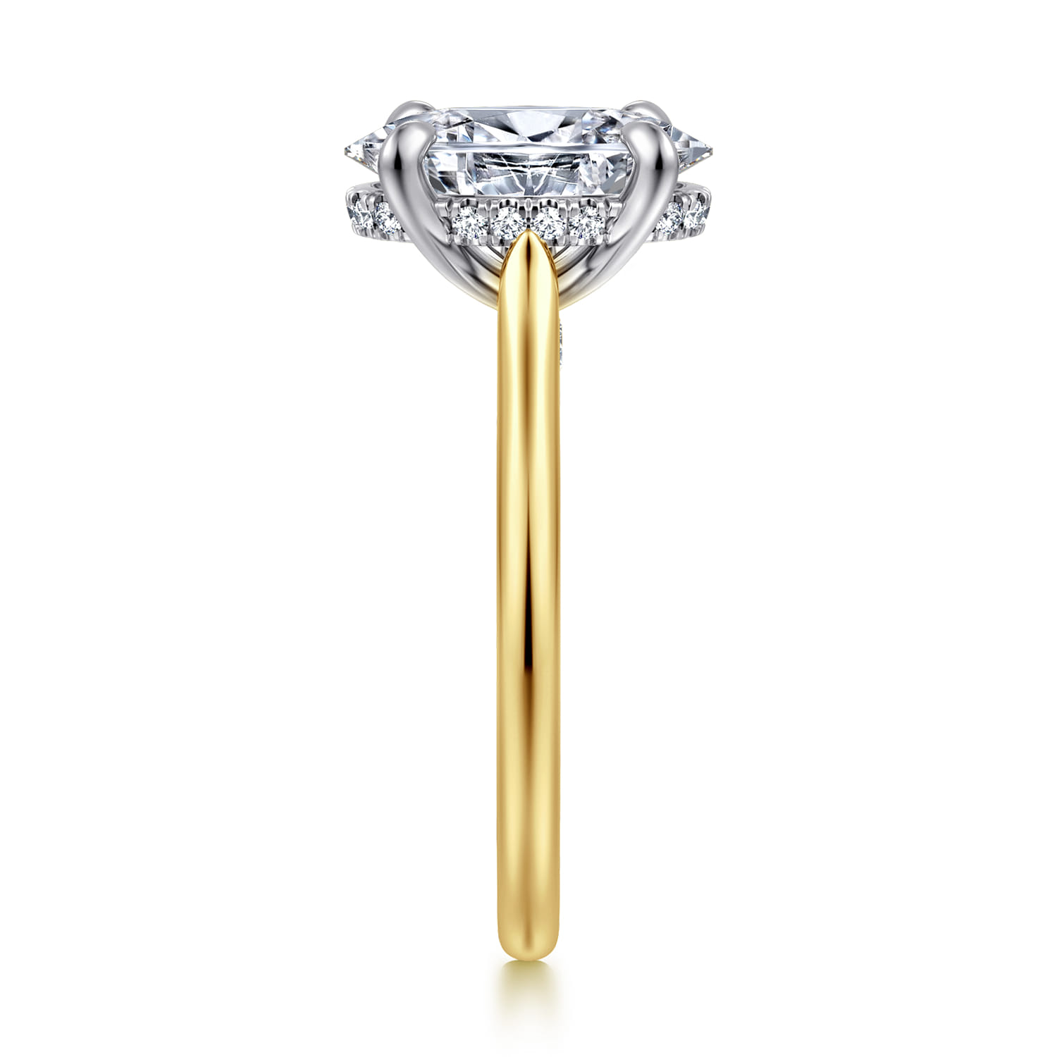 Ericka - 14K White and Yellow Gold Oval Diamond Engagement Ring - 0.16 ct - Shot 4